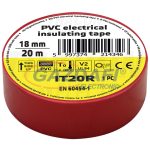   TRACON IT20R Szigetelőszalag, piros 20m×18mm, PVC, 0-80°C, 5.5kV/mm, 10 db/csomag