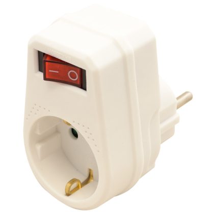   TRACON KACS1 Csatlakozóaljzat adapter kapcsolóval, fehér 1×SCHUKO, 250 VAC, 16 A, max. 3680 W