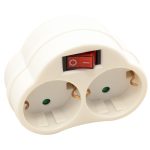 TRACON KACS2 Csatlakozóaljzat adapter kapcsolóval, fehér 2×SCHUKO, 250 VAC, 16 A, max. 368