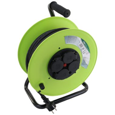 TRACON KDZ-4/20G Kábeldobos hosszabbító, fémvázzal 4×SCHUKO, 20m, 250V AC, 16 A, 3×1,5mm2, H07RN-F, IP44