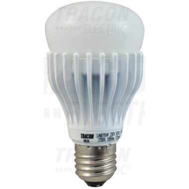 TRACON LA6015W Gömb búrájú LED fényforrás230 VAC, 15 W, 2700 K, E27, 1620 lm, 250°, A60, EEI=A+