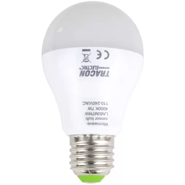 TRACON LA60M7NW LED fényforrás beépített mozgásérzékelővel 110-240 V, 50/60 Hz, 7W,600lm,4000K,360°,60s,5m,<20lx, EEI=F