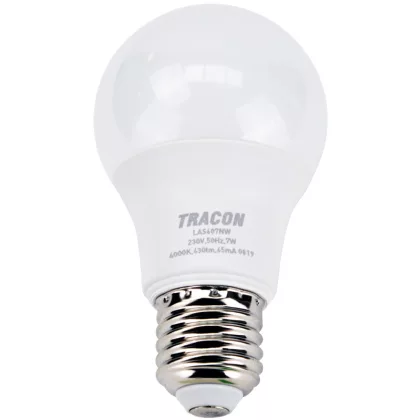   Bec Led sferic TRACON LAS607NW LED SAMSUNG chip 230V,50Hz,7W,4000K,E27,630 lm,200°,A60,SAMSUNG chip,EEI=A+