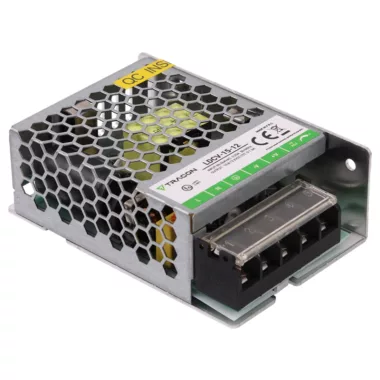 TRACON LDCV-15-12 Fém házas LED meghajtó 90-264VAC/12VDC,15W,0-1,3A, IP20