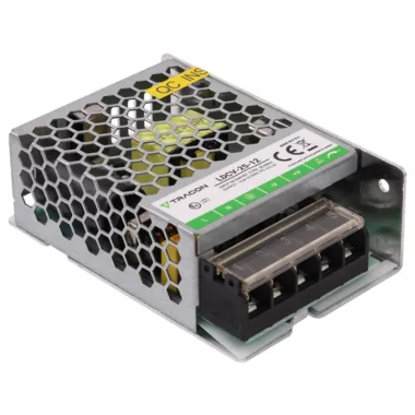 TRACON LDCV-25-12 Fém házas LED meghajtó 90-264VAC/12VDC,25W,0-2,1A, IP20