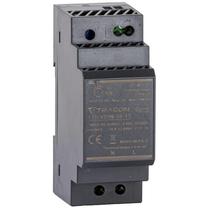   TRACON LDCVDIN-30-12 DIN sínre szerelhető tápegységszabályozható DC kimenettel 90-264VAC,0,88A/DC12V,2A/24W