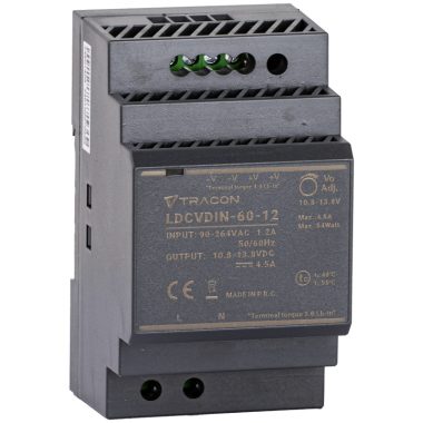TRACON LDCVDIN-60-12 DIN sínre szerelhető tápegységszabályozható DC kimenettel 90-264VAC,1,2A/DC12V,4,5A/54W