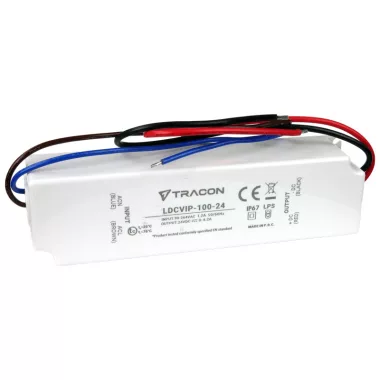 TRACON LDCVIP-100-24 Védett műanyag házas LED meghajtó 90-264VAC/24VDC,100W,0-4,2A, IP67