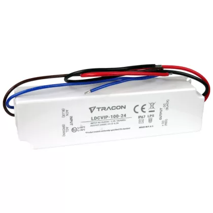 TRACON LDCVIP-100-24 Védett műanyag házas LED meghajtó 90-264VAC/24VDC,100W,0-4,2A, IP67