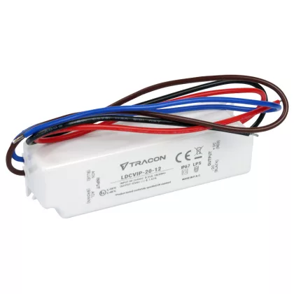   TRACON LDCVIP-20-12 Védett műanyag házas LED meghajtó 90-264VAC/12VDC,20W,0-1,67A, IP67