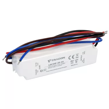 TRACON LDCVIP-20-24 Védett műanyag házas LED meghajtó 90-264VAC/24VDC,20W,0-0,84A, IP67