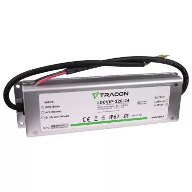 TRACON LDCVIP-320-24 Védett fém házas LED meghajtó 90-264VAC/24VDC,320W,0-13,3A, IP67