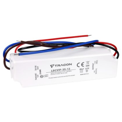   TRACON LDCVIP-35-12 Védett műanyag házas LED meghajtó 90-264VAC/12 VDC,35W,0-3A, IP67
