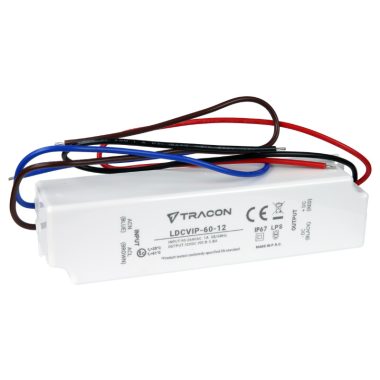 TRACON LDCVIP-60-12 Védett műanyag házas LED meghajtó 90-264VAC/12VDC,60W,0-5A, IP67