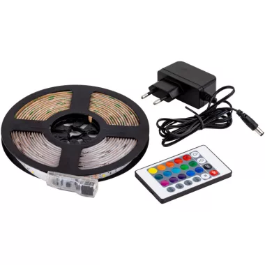 TRACON LED-SET-K-RGBW-2M LED szalag szet, kültéri 220-240V, 50Hz, 83lm/W, 4.8W/m,400lm/m W=10mm,2m, RGBW, IP44