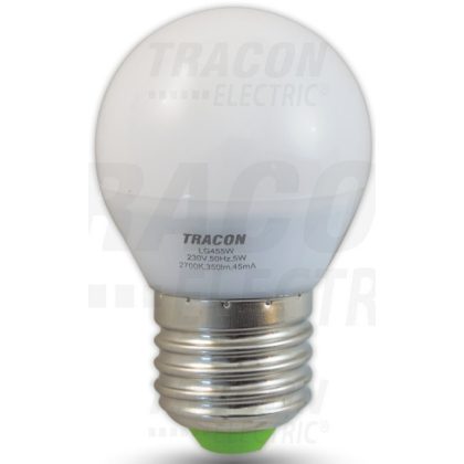   TRACON LG454W Gömb búrájú LED fényforrás 230VAC, 4W, 2700K, E27, 250lm, 250°, G45, EEI=A+