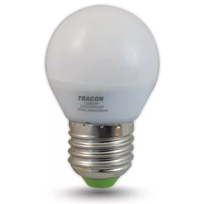   Bec Led sferic TRACON LG454W LED 230VAC, 4W, 2700K, E27, 250lm, 250°, G45, EEI=A+