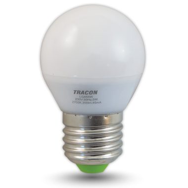 TRACON LG455W LED fényforrás 230 VAC, 5 W, 2700 K, E27, 380 lm, 200°, G45, EEI=G