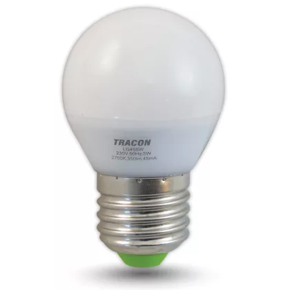   Bec Led TRACON LG455W LED  230VAC, 5W, 2700K, E27, 350lm, 250°, G45, EEI=A+