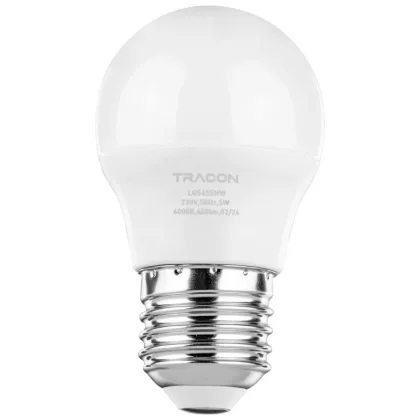   Bec Led sferic TRACON LGS455NW  LED SAMSUNG chip 230V,50Hz,5W,4000K,E27,400lm,180°,G45,SAMSUNG chip,EEI=A+