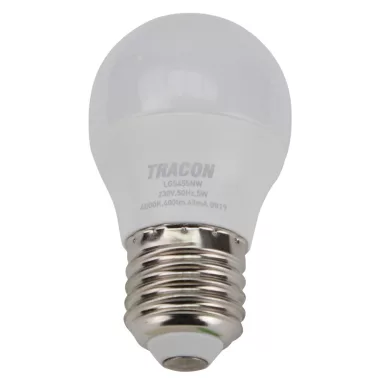 Bec Led sferic TRACON LGS455W LED SAMSUNG chip 230V,50Hz,5W,3000K,E27,380lm,180°,G45,SAMSUNG chip,EEI=A+
