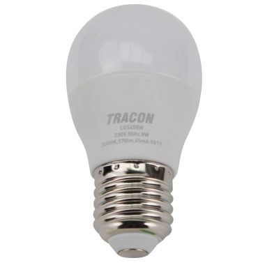 TRACON LGS458W Gömb burájú LED fényforrás SAMSUNG chippel 230V,50Hz,8W,3000K,E27,710lm,180