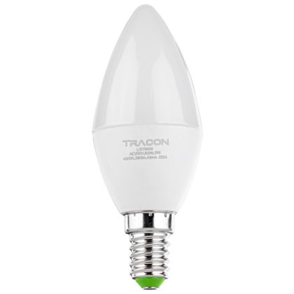   TRACON LGY5NW LED light source with candle cover, milk glass 230V, 50Hz, 5W, 4000K, E14, 380lm, 250 °