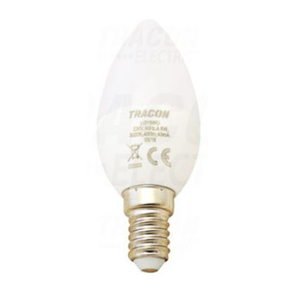   TRACON LGY7NW LED light source with candle cover, milk glass 230V, 50Hz, 7W, 4000K, E14, 500lm, 250 °