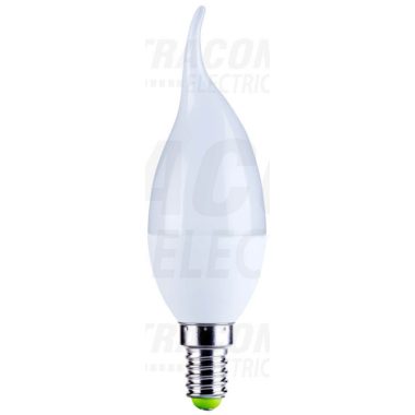 TRACON LGYF5NW Gyertya burájú szélfújta LED fényforrás, tejüveg 230V, 50 Hz, 5W, 4000K, E14, 380lm, 250°