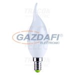   TRACON LGYF5W Gyertya burájú szélfújta LED fényforrás, tejüveg 230V, 50 Hz, 5W, 2700K, E14, 380lm, 250°