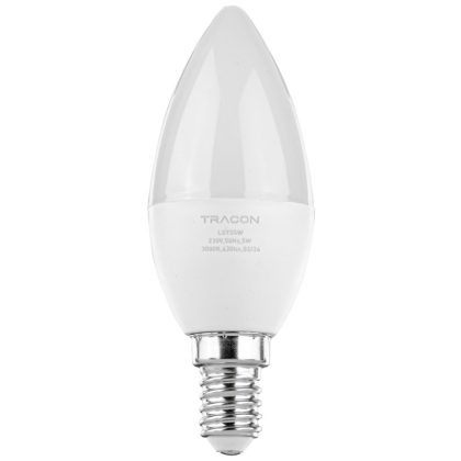   TRACON LGYS5W Candlestick LED light source with SAMSUNG chip 230V, 50Hz, 5W, 3000K, E14,380lm, 180 °, C37, SAMSUNG chip, EEI = A +