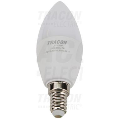 TRACON LGYS7NW Candle dipped LED light source with SAMSUNG chip 230V, 50Hz, 7W, 4000K, E14,560lm, 180 °, C37, SAMSUNG chip, EEI = A +