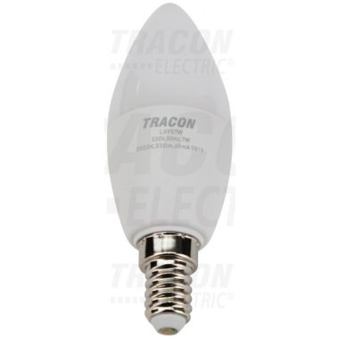 Bec Led lumanare TRACON LGYS7W LED cu cip SAMSUNG 230V, 50Hz, 7W, 3000K, E14,530lm, 180 °, C37,  EEI = A +
