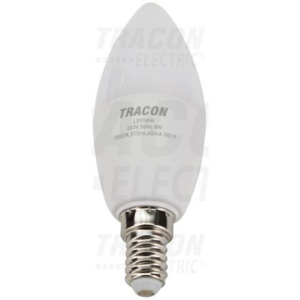   TRACON LGYS8W Candlestick LED light source with SAMSUNG chip 230V, 50Hz, 8W, 3000K, E14,570lm, 180 °, C37, SAMSUNG chip, EEI = A +