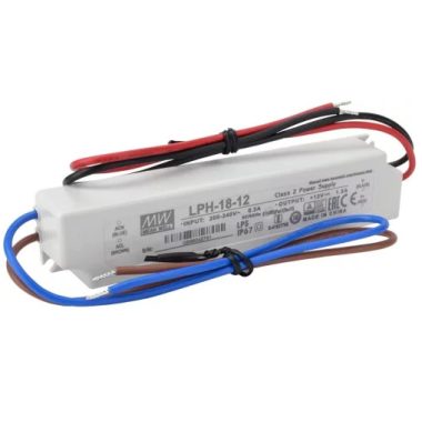 TRACON LPH-18-12 Műanyag házas LED meghajtó 180-264 VAC / 12 VDC; 18 W; 0-1,5 A; IP67