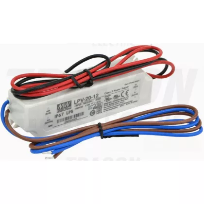 TRACON LPV-20-12 Műanyag házas LED meghajtó 90-264 VAC / 12 VDC, 20 W, 0-1,67 A, IP67