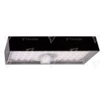   TRACON LSBB6W Napelemes LED fali világítótest mozgásérzékelővel, fekete 6W, 4000K, 900 lm, IP65, 3,7 V, 3Ah