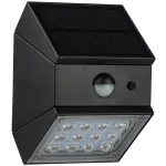   TRACON LSCB2W Napelemes LED fali világítótest mozgásérzékelővel, fekete 2 W, 3000/4000/6000 K, 300 lm, IP65, 3,7 V, 1,2 Ah