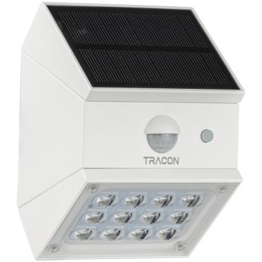 TRACON LSCW2W Napelemes LED fali világítótest mozgásérzékelővel, fehér 2 W, 4000 K, 300 lm, IP65, 3,7 V, 1,2 Ah