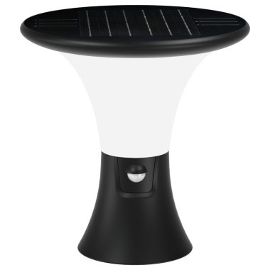 TRACON LSDP10W Napelemes LED állólámpa mozgásérzékelővel, fekete 10 W, 3000/4000/6000 K, 1000 lm, 22 cm, IP65, 3,7 V, 3,6 Ah