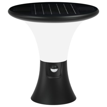   TRACON LSDP10W Napelemes LED állólámpa mozgásérzékelővel, fekete 10 W, 3000/4000/6000 K, 1000 lm, 22 cm, IP65, 3,7 V, 3,6 Ah