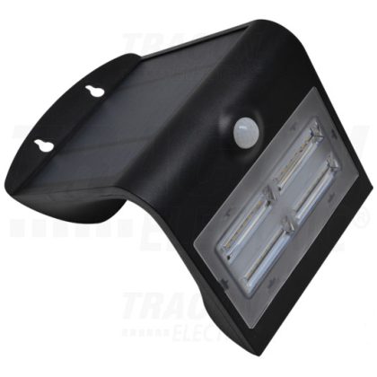   TRACON LSLBB3W Napelemes LED fali világítótest mozgásérzékelővel, fekete 3,2 W, 4000 K, 400 lm, IP65, 3,7 V, 2 Ah