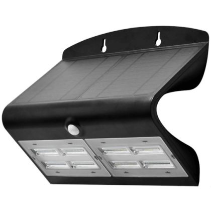   TRACON LSLBB7W Solar LED wall luminaire with motion sensor, black 6.8 W, 4000 K, 800 lm, IP65, 3.7 V, 4 Ah