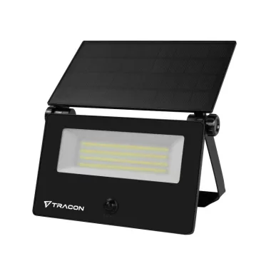 TRACON LSTB10NW Napelemes LED fali világítótest mozgásérzékelővel, fekete 10W, 4000K, 1100lm, IP65, 3,7V, 2,6Ah