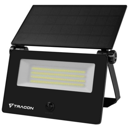 TRACON LSTB20NW Napelemes LED fali világítótest mozgásérzékelővel, fekete 20W, 4000K, 1800