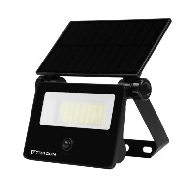 TRACON LSTBP3NW Napelemes LED fali világítótest mozgásérzékelővel, fekete 3W, 4000K, 300lm, IP65, 3,7V, 0,8Ah