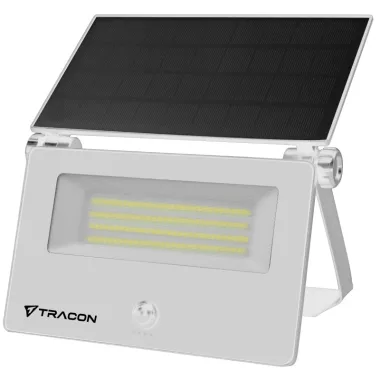 TRACON LSTW20NW Napelemes LED fali világítótest mozgásérzékelővel, fehér 20W, 4000K, 1800lm, IP65, 3,7V, 5,2Ah