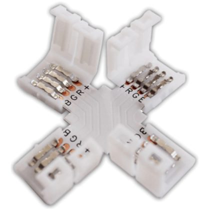   TRACON LSZTXRGB Solderless "X" quick connector for RGB LED stripsW = 10 mm, 4P