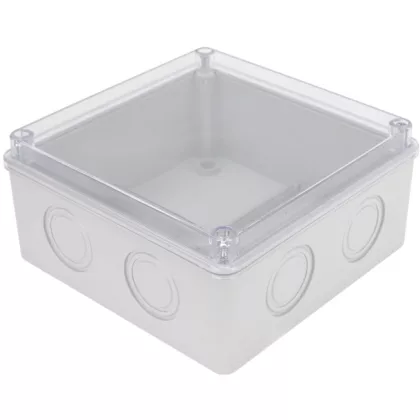   TRACON MED15157T Elektronikai doboz, világos szürke, átlátszó fedéllel 150×150×70mm, IP55