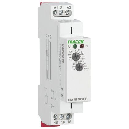 TRACON NARIDOFF Egyfunkciós (elengedéskésleltetéses) időrelé AC/DC 12-240V, 0,1s-10d, 16A/